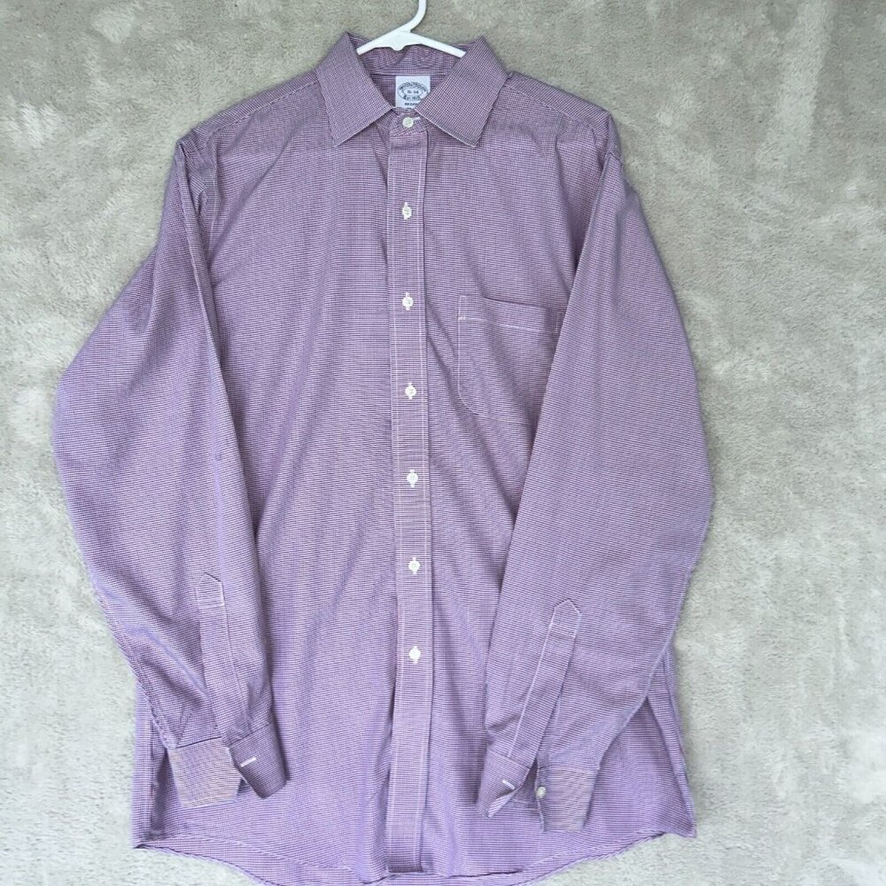 Brooks Brothers Regent Long Sleeve Button Up Dress Shirt Mens 16/34 Red White